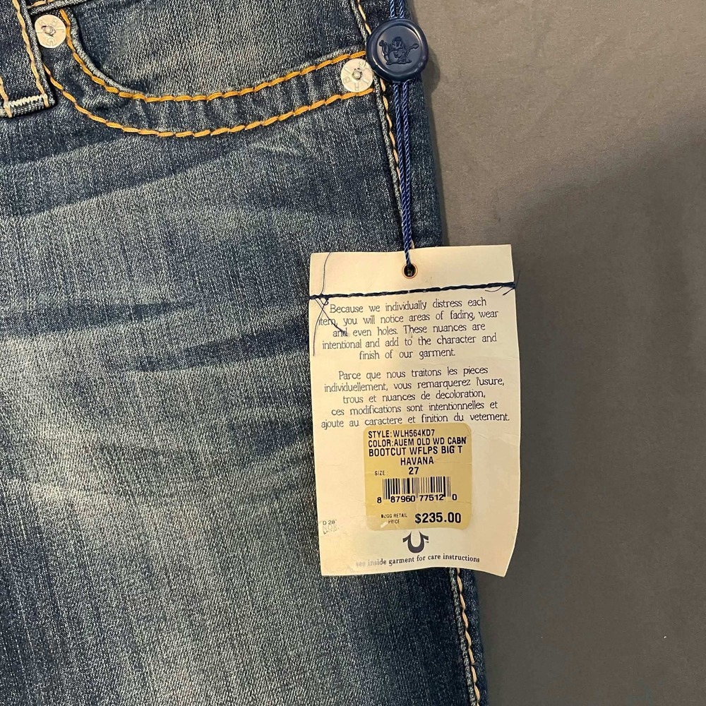 $235 NWT True Religion Size 27 Havana Bootcut Big T Jeans Blue Havana - Picture 6 of 12